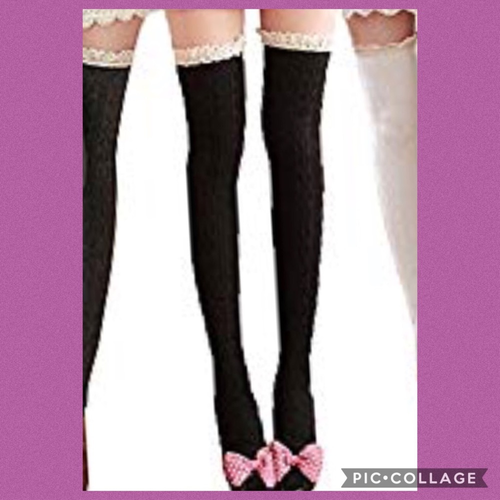 Black Satinior women’s thigh high socks